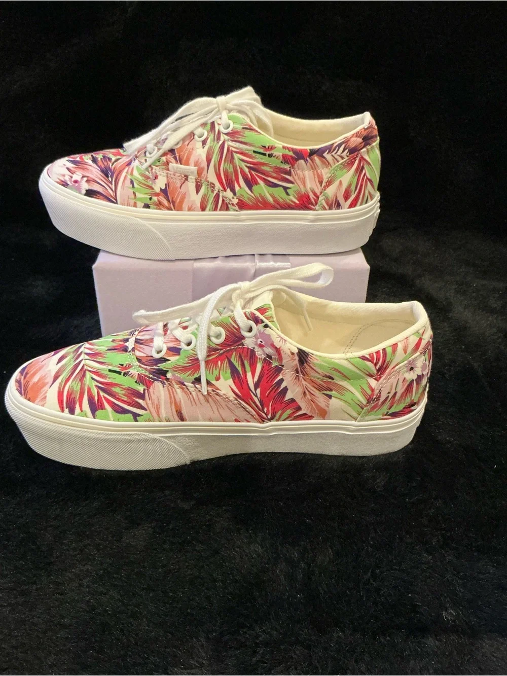 Vans Women's Tropical Print Canvas Platform Sneakers - Size 8